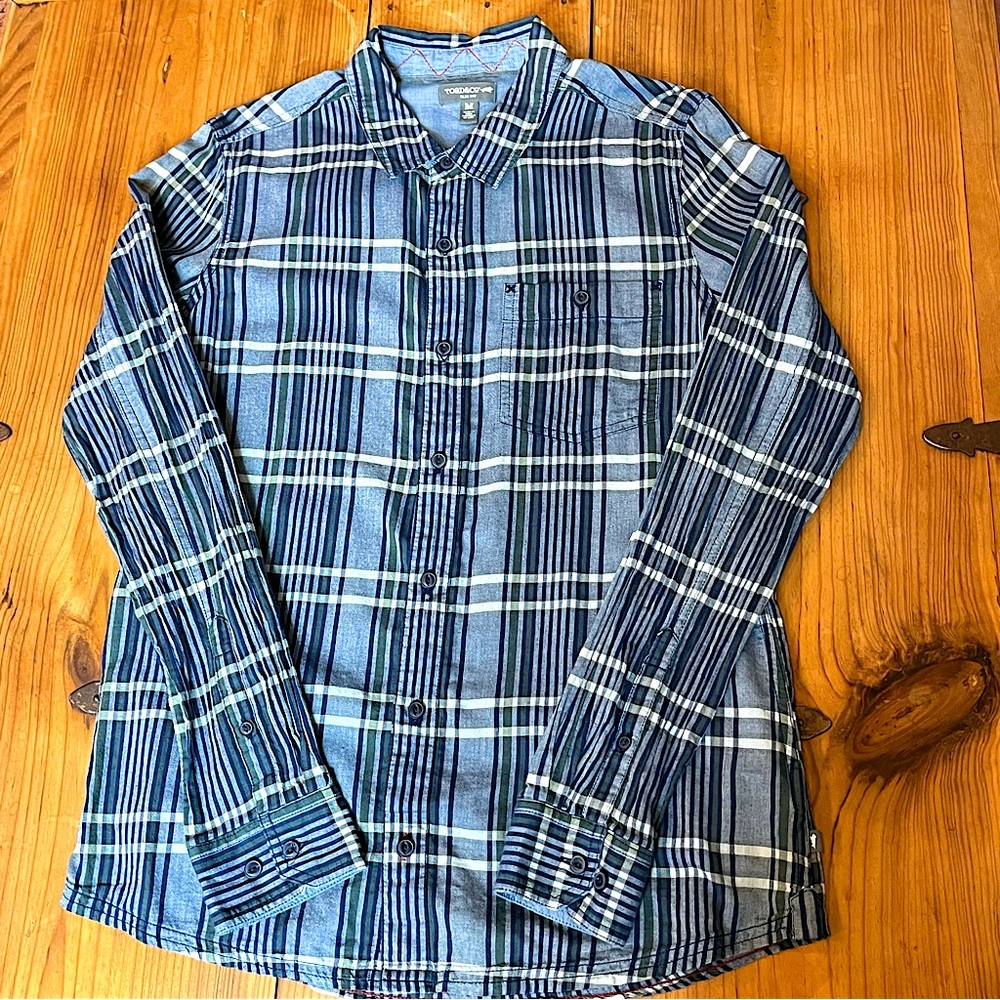 Toad&Co Navy and Light Blue Plaid Button-Down Shirt